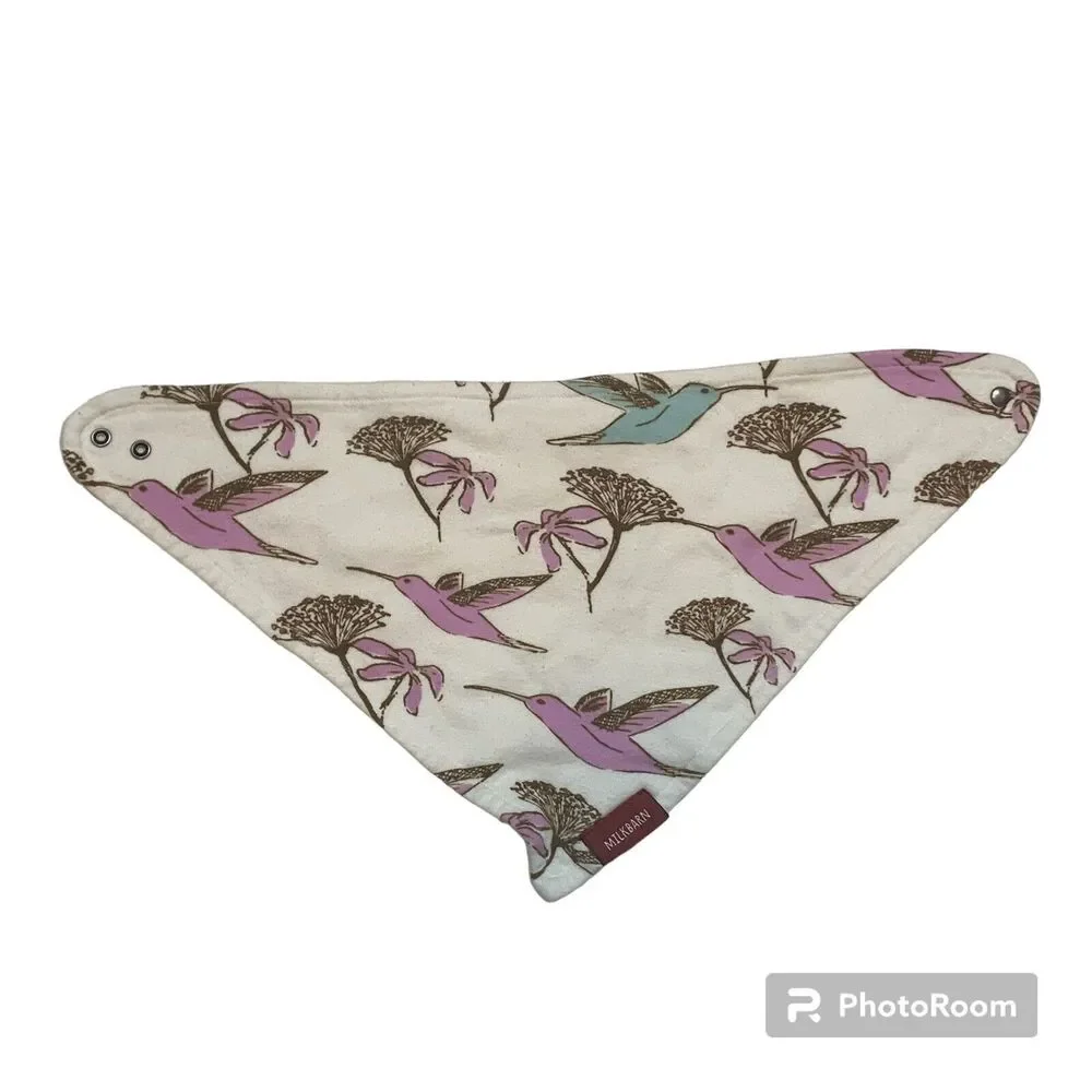 Milkbarn Hummingbird Kerchief Bib Baby Snap Button